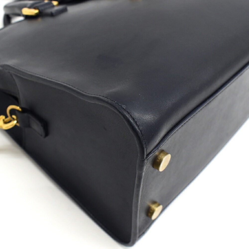 Saint Laurent Cabas Bag Dark Navy Blue Leather PARIS - Picture 6 of 9